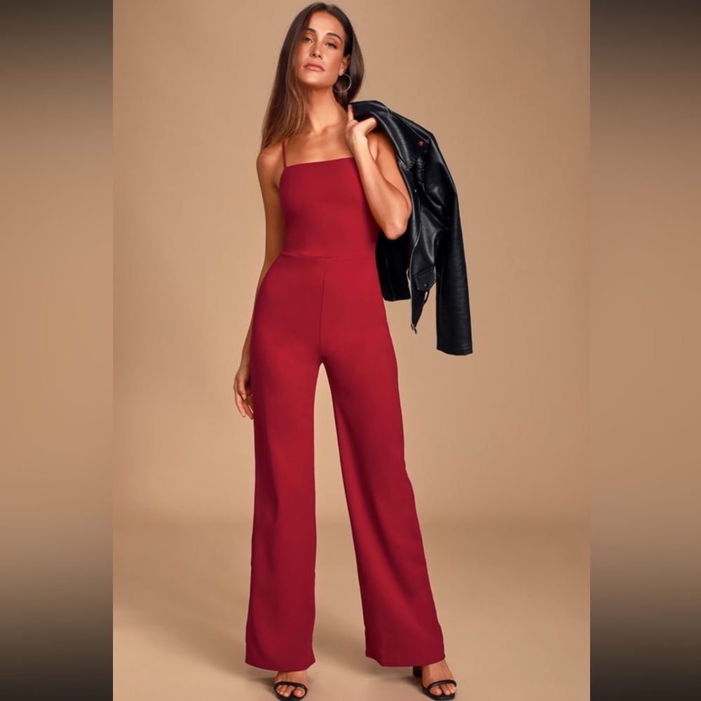 Bellezza Burgundy Sleeveless Wide-Leg Jumpsuit